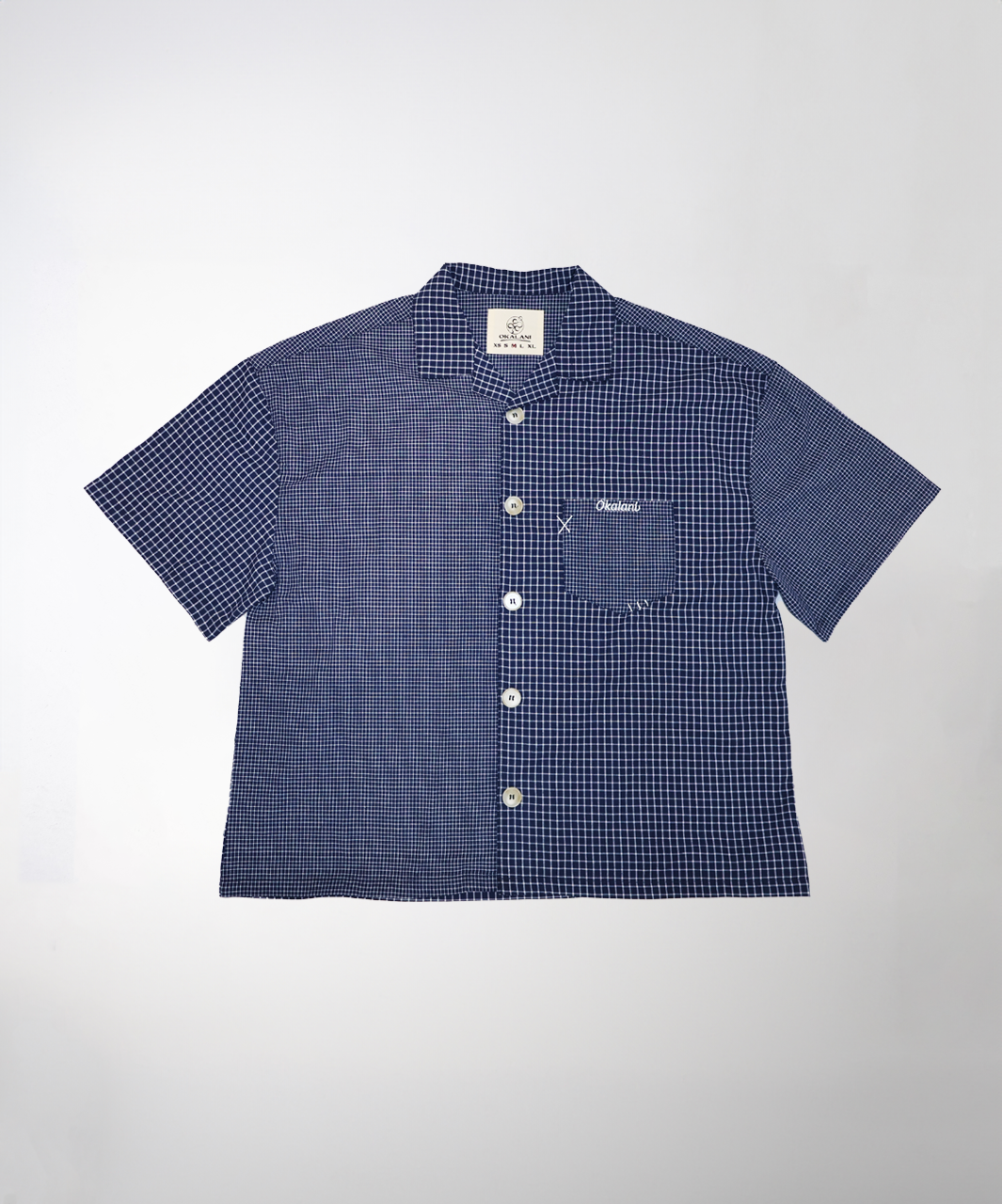 Dual Pattern Button-Up Navy