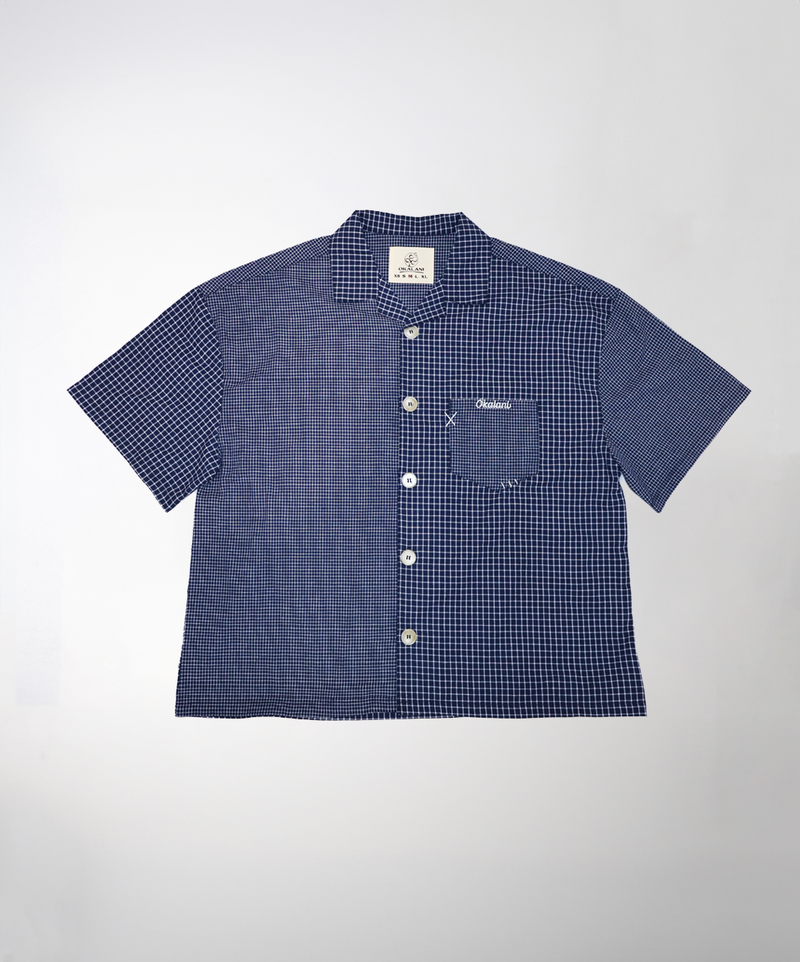 Dual Pattern Button-Up Navy