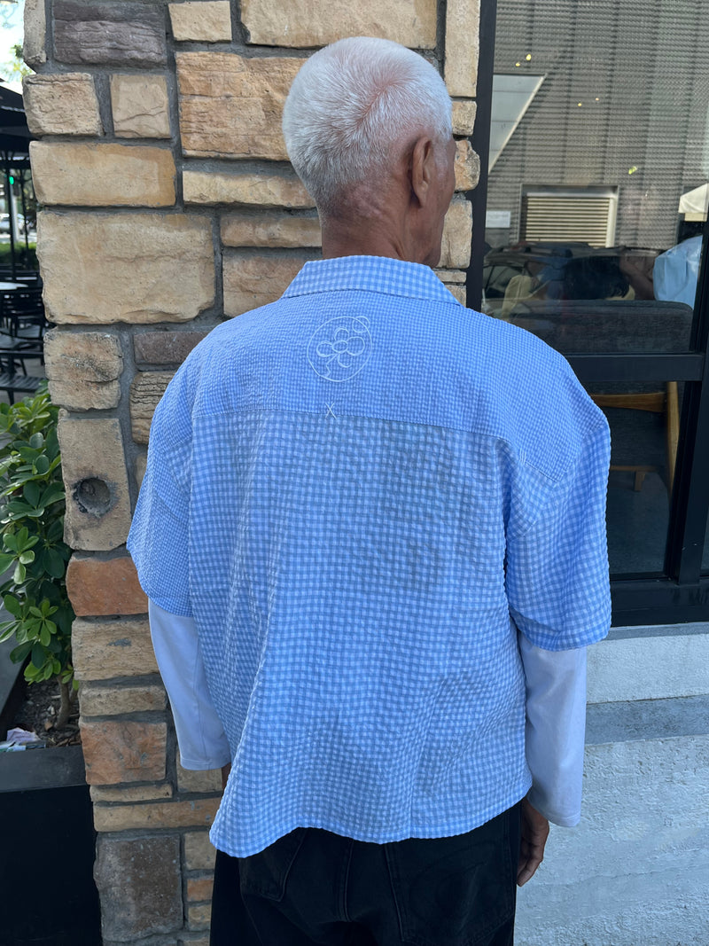 Dual Pattern Button-Up Sky Blue
