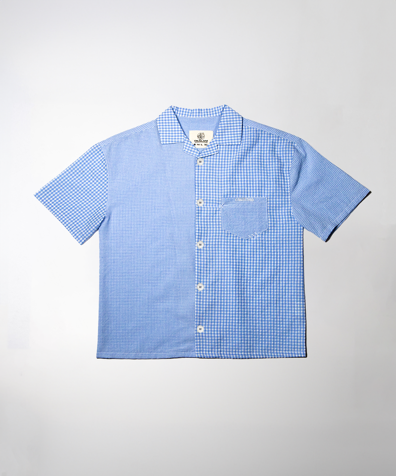 Dual Pattern Button-Up Sky Blue