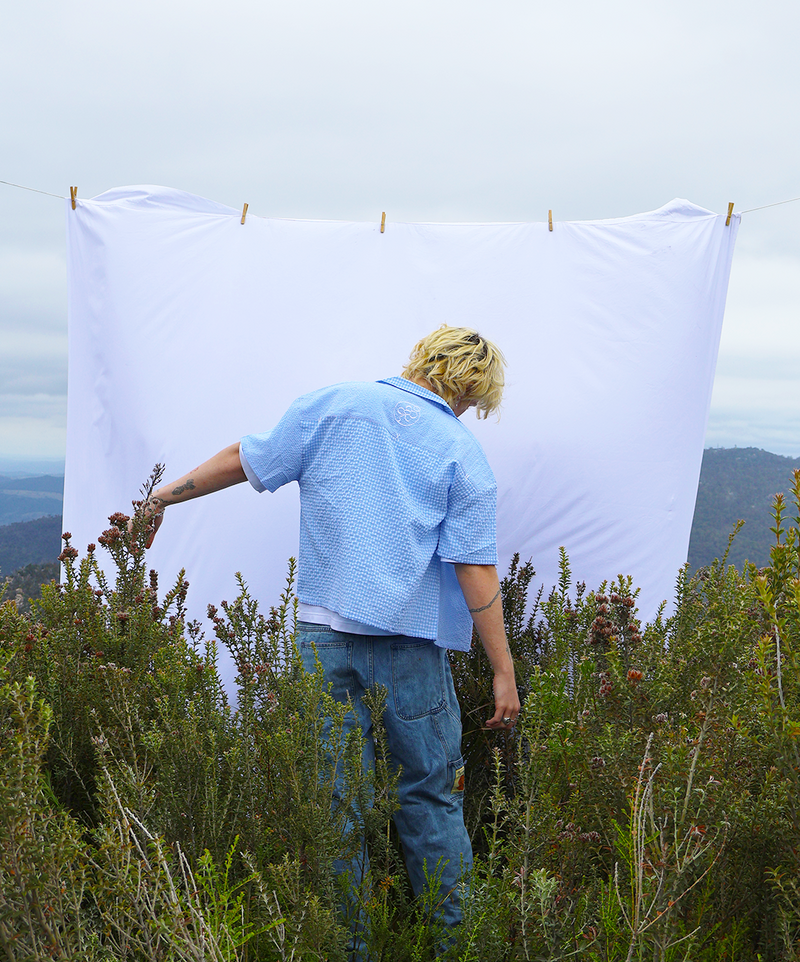 Dual Pattern Button-Up Sky Blue